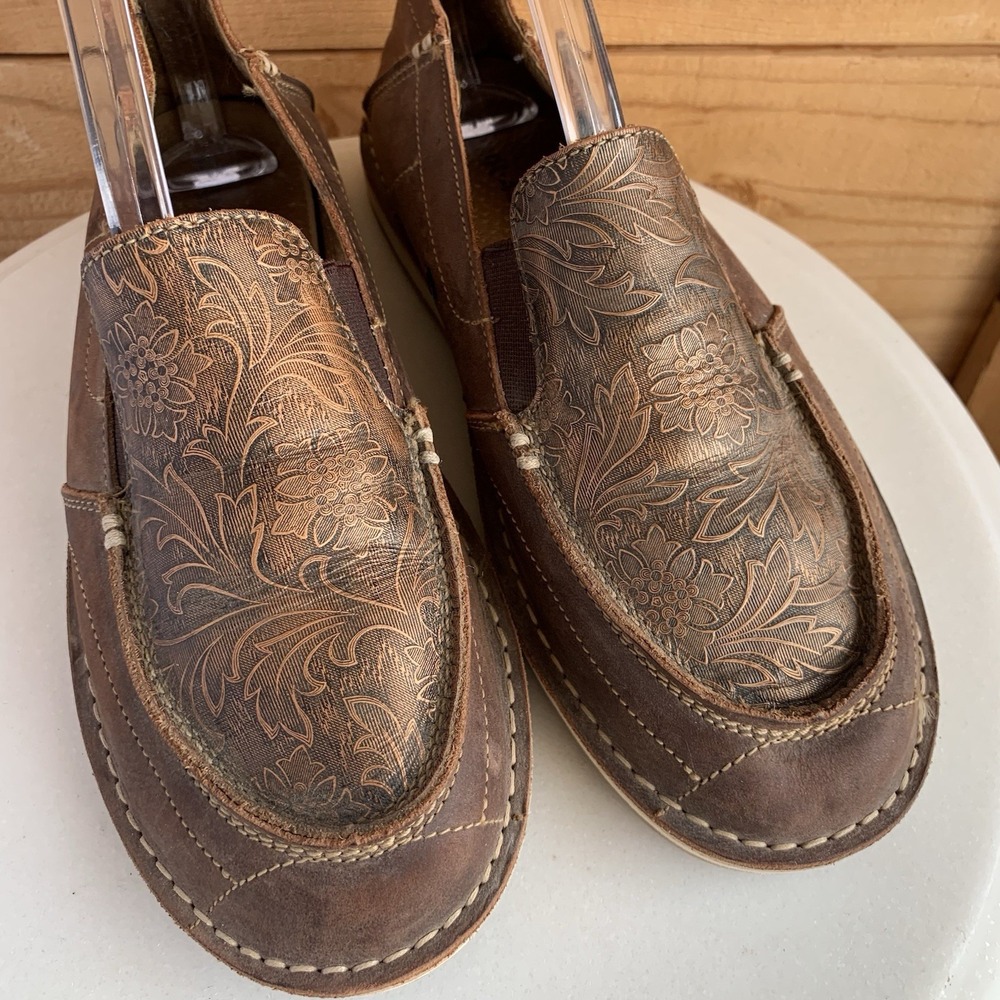 Rank 45 Loafers Women's 9 Brown Leather Western Moccasin 138823 Casual‎ Shoe - Picture 3 of 6